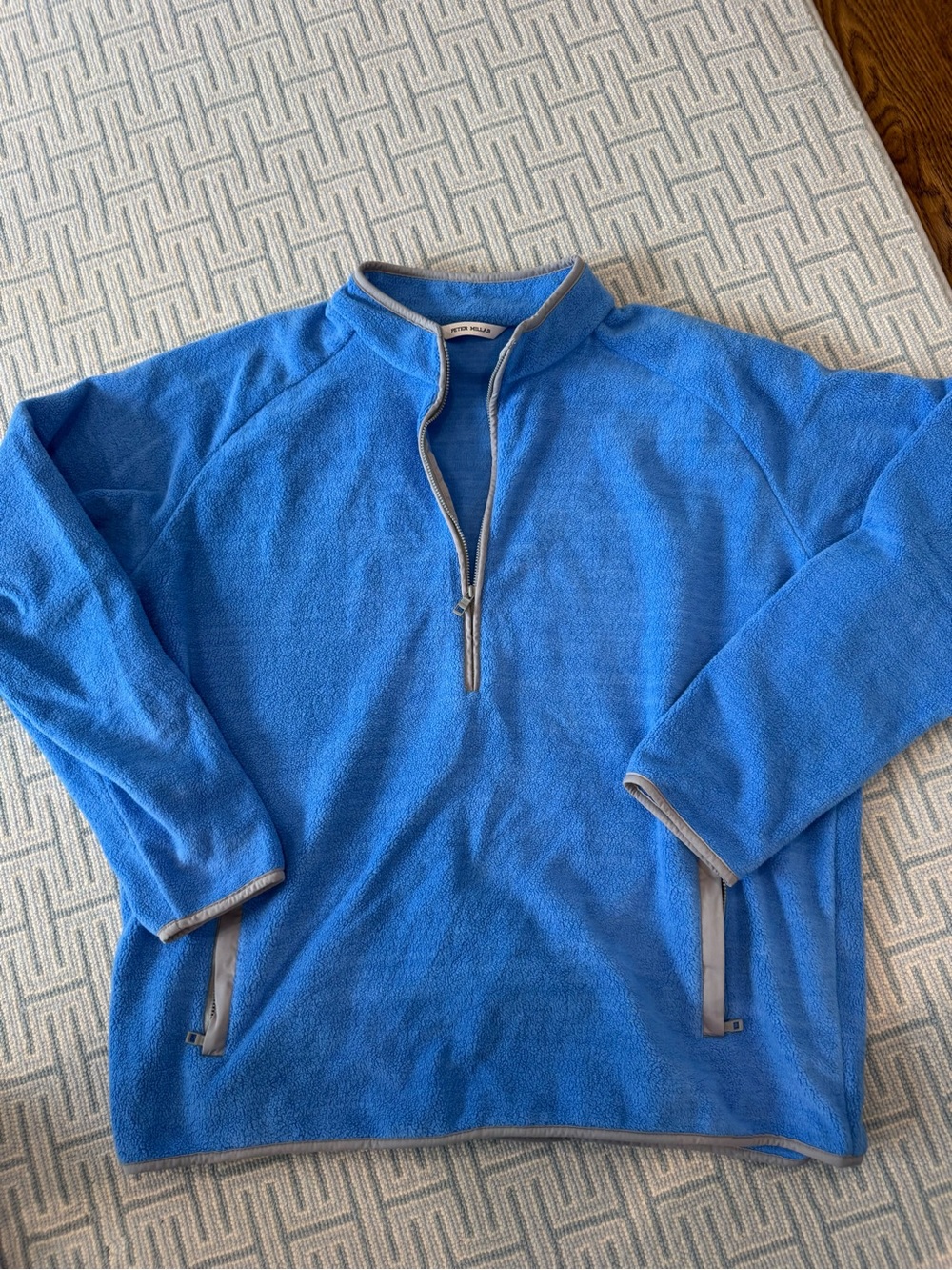 Peter Millar Men's Blue Quarter-Zip Fleece Pullover
